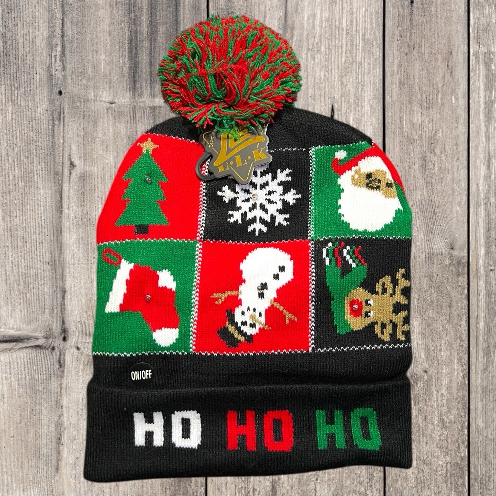 Festive Holiday Knit Beanie with Pom Pom